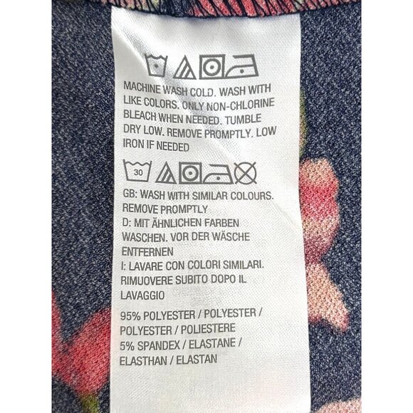 Susan Graver QVC Mini Dress 1XP Navy Floral V-Neck Button Down Slits Pockets - Picture 7 of 14